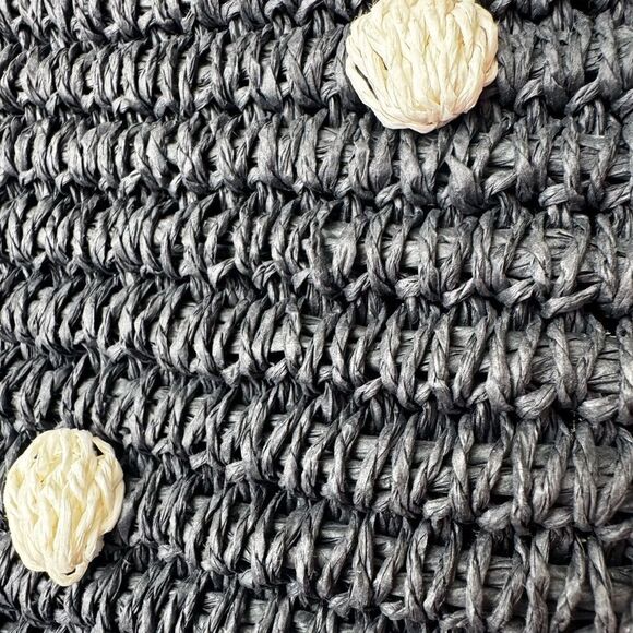 Talbots Navy Blue w/White Dots Raffia Shoulder Bag - Picture 7 of 13